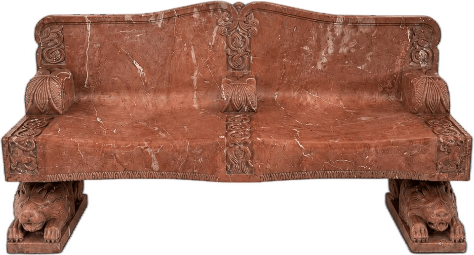 Panca monumentale in marmo rosso — Marmo rosso venato
