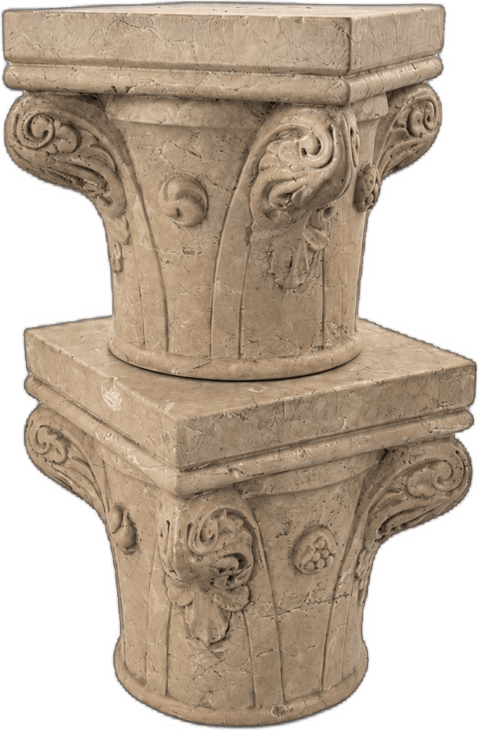 Capitello doppio in marmo beige — Marmo beige scolpito